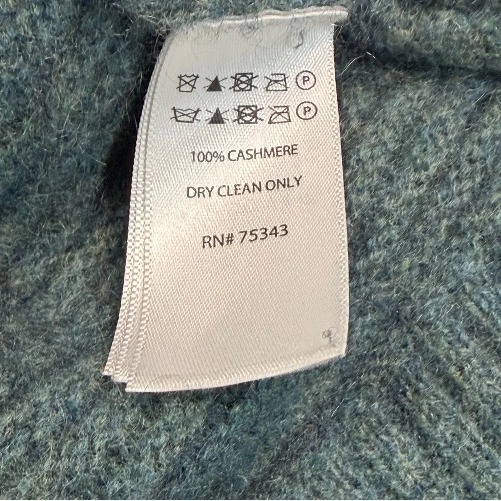 Rachel Zoe 100% Cashmere Mock Neck Sweater, Size XL, Teal, Pullover - Picture 5 of 8
